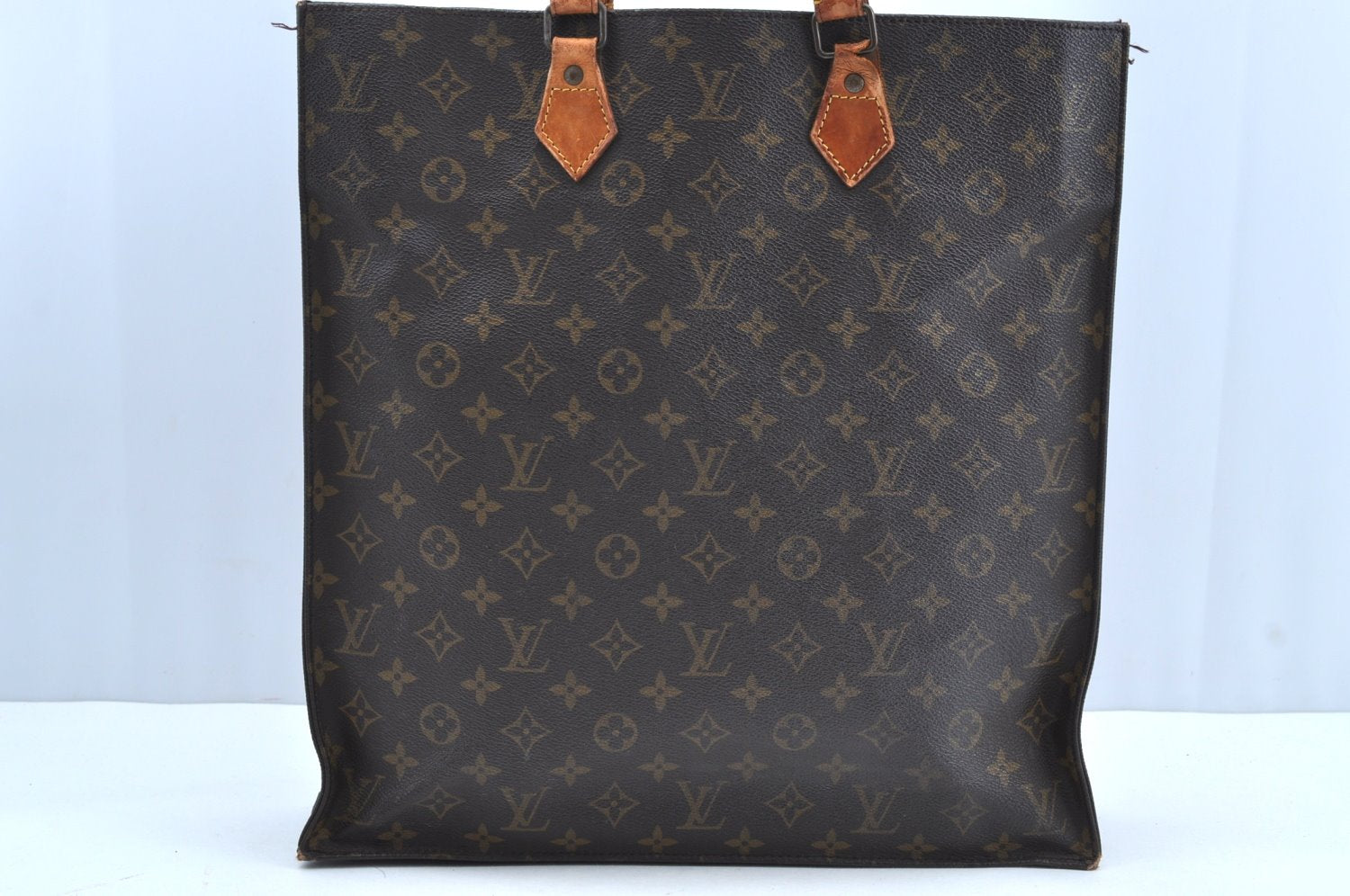 Authentic Louis Vuitton Monogram Sac Plat Hand Tote Bag M51140 LV K5262