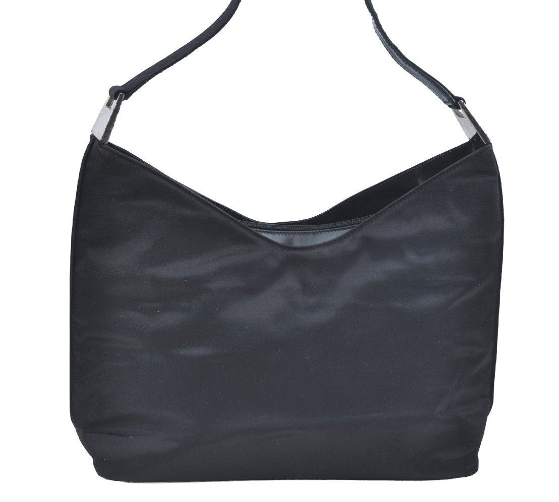 Authentic GUCCI Shoulder Hand Bag Purse Satin Leather 0013017 Black Junk K5264