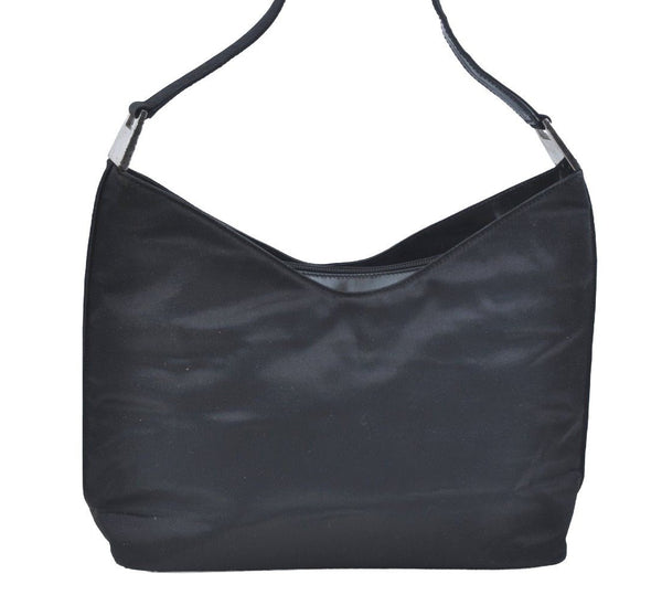 Authentic GUCCI Shoulder Hand Bag Purse Satin Leather 0013017 Black Junk K5264