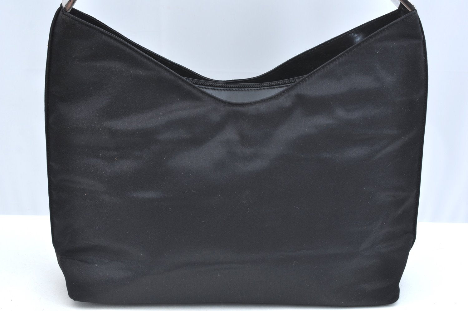 Authentic GUCCI Shoulder Hand Bag Purse Satin Leather 0013017 Black Junk K5264