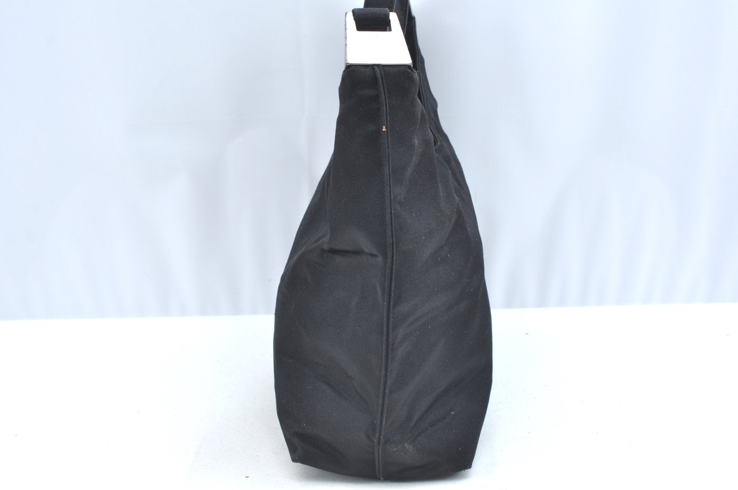 Authentic GUCCI Shoulder Hand Bag Purse Satin Leather 0013017 Black Junk K5264