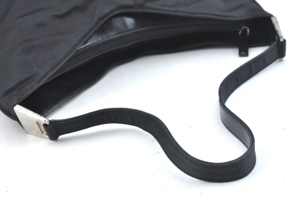 Authentic GUCCI Shoulder Hand Bag Purse Satin Leather 0013017 Black Junk K5264