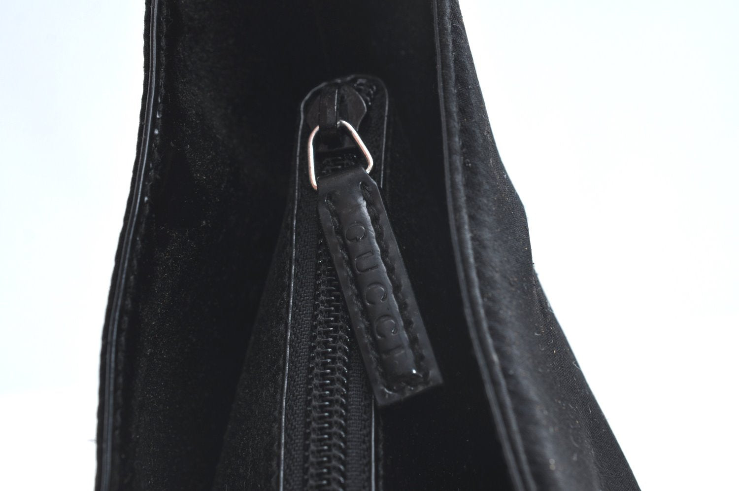 Authentic GUCCI Shoulder Hand Bag Purse Satin Leather 0013017 Black Junk K5264