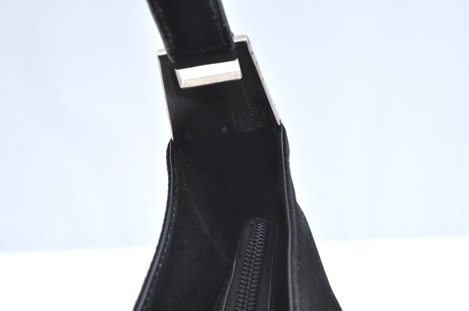 Authentic GUCCI Shoulder Hand Bag Purse Satin Leather 0013017 Black Junk K5264