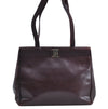 Authentic Salvatore Ferragamo Vara Leather Shoulder Tote Bag Brown Red SF K5266