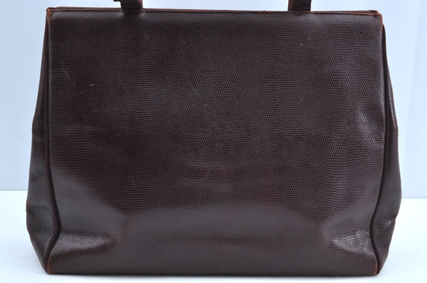 Authentic Salvatore Ferragamo Vara Leather Shoulder Tote Bag Brown Red SF K5266