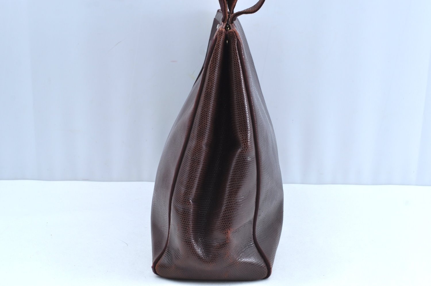 Authentic Salvatore Ferragamo Vara Leather Shoulder Tote Bag Brown Red SF K5266