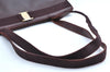 Authentic Salvatore Ferragamo Vara Leather Shoulder Tote Bag Brown Red SF K5266