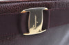 Authentic Salvatore Ferragamo Vara Leather Shoulder Tote Bag Brown Red SF K5266