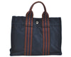 Authentic HERMES Fourre Tout PM Hand Tote Bag Purse Cotton Navy Blue K5270