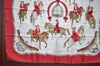 Authentic HERMES Carre 90 Scarf "REPRISE" Silk Red K5275