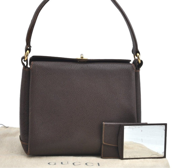 Authentic GUCCI Shoulder Hand Bag Purse Leather Brown K5277
