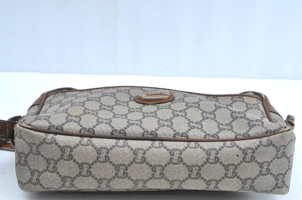 Authentic GUCCI Shoulder Cross Body Bag GG Plus PVC Leather Brown Junk K5293