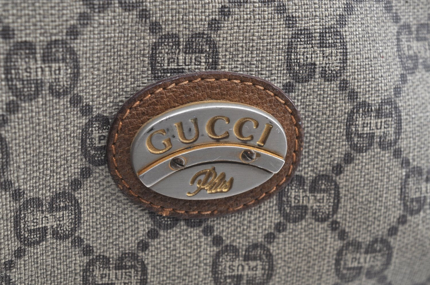 Authentic GUCCI Shoulder Cross Body Bag GG Plus PVC Leather Brown Junk K5293