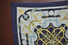 Authentic HERMES Carre 90 Scarf "Eperon d'or" Silk Navy Blue K5296