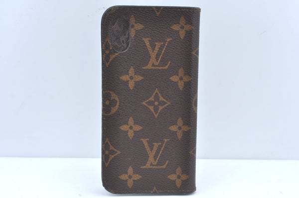 Authentic Louis Vuitton Monogram Folio Iphone X Xs Case M63443 LV K5305