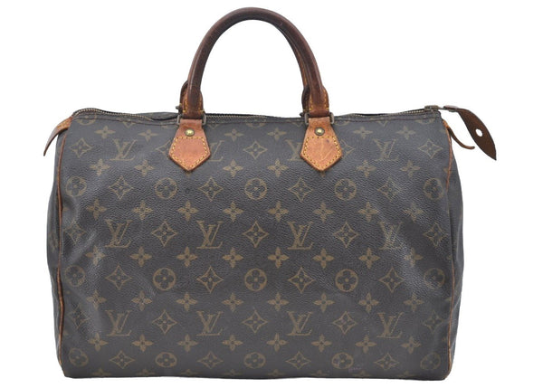 Authentic Louis Vuitton Monogram Speedy 35 Hand Boston Bag M41524 LV K5324