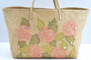 Authentic FENDI Flower Motif Bijou Leather Shoulder Tote Bag Beige K5326
