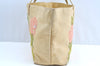 Authentic FENDI Flower Motif Bijou Leather Shoulder Tote Bag Beige K5326