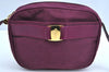 Authentic Salvatore Ferragamo Vara Shoulder Cross Bag Nylon Leather Purple K5337