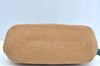 Authentic FENDI Selleria Hand Bag Purse Straw Leather Beige Light Blue K5339
