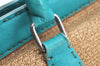 Authentic FENDI Selleria Hand Bag Purse Straw Leather Beige Light Blue K5339