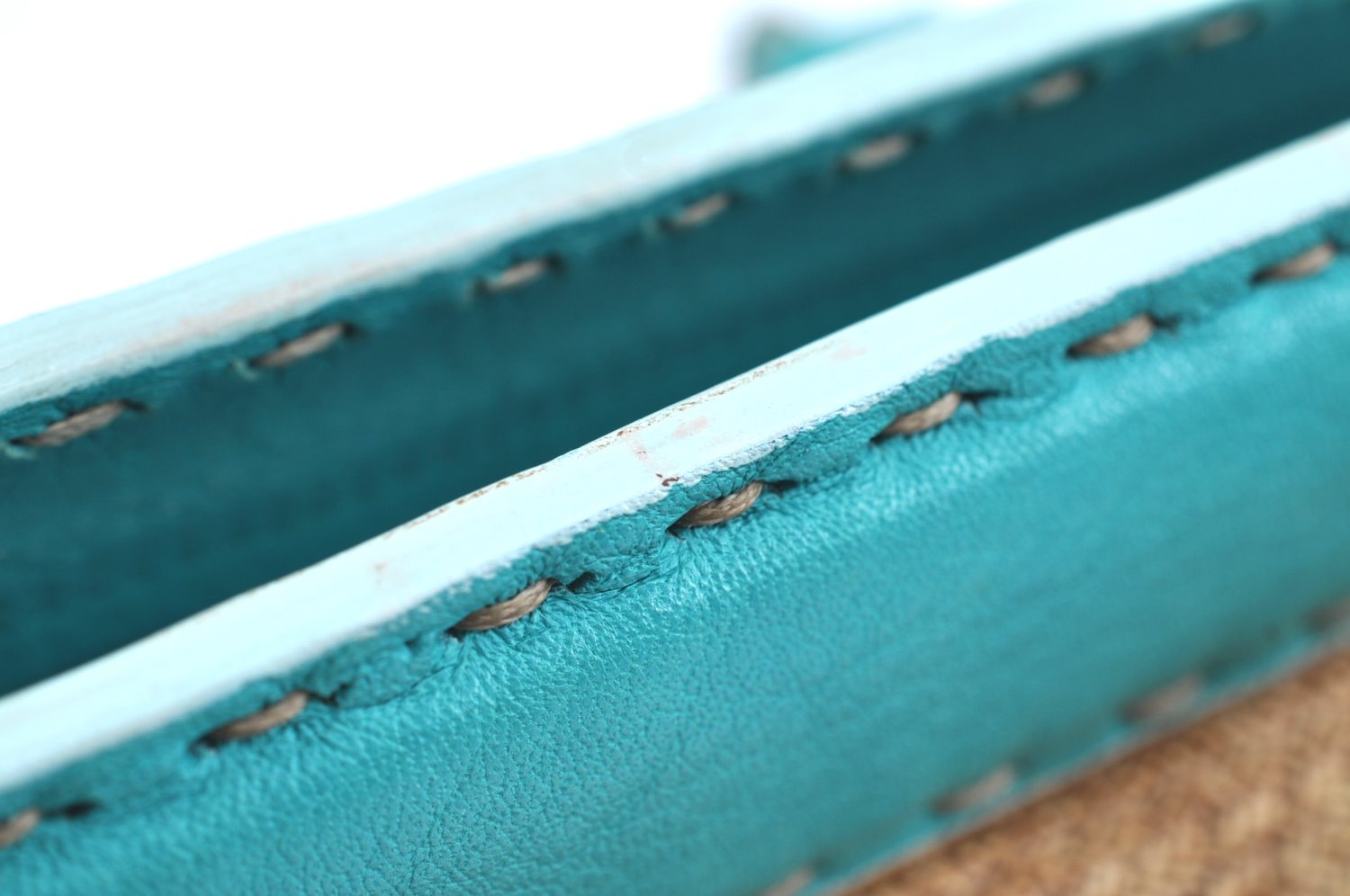 Authentic FENDI Selleria Hand Bag Purse Straw Leather Beige Light Blue K5339