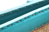 Authentic FENDI Selleria Hand Bag Purse Straw Leather Beige Light Blue K5339