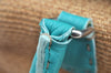 Authentic FENDI Selleria Hand Bag Purse Straw Leather Beige Light Blue K5339
