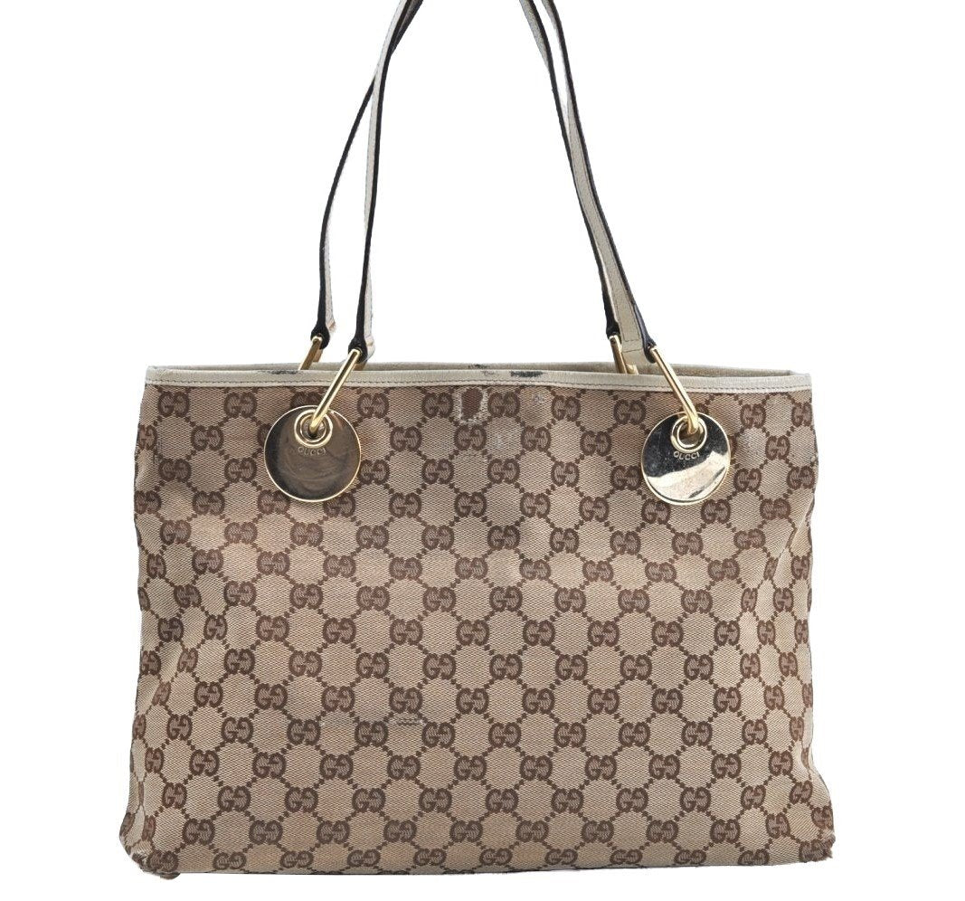 Authentic GUCCI Eclipse Shoulder Hand Bag GG Canvas Leather 120837 Brown K5340