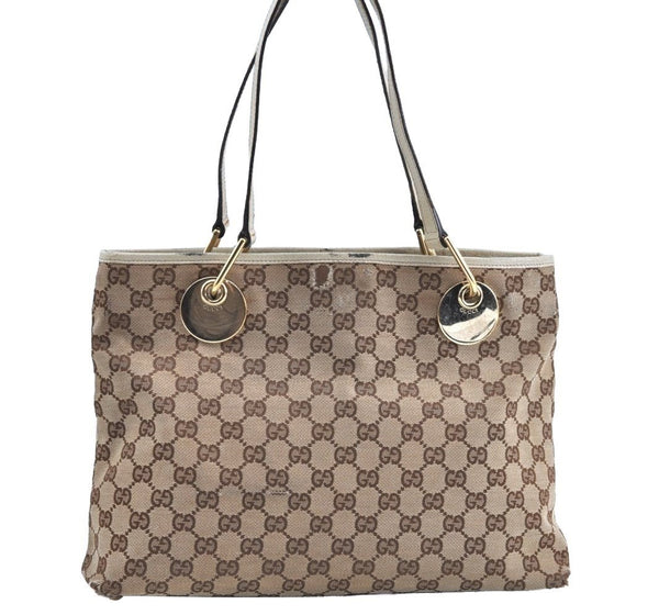 Authentic GUCCI Eclipse Shoulder Hand Bag GG Canvas Leather 120837 Brown K5340