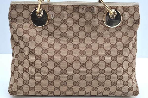 Authentic GUCCI Eclipse Shoulder Hand Bag GG Canvas Leather 120837 Brown K5340