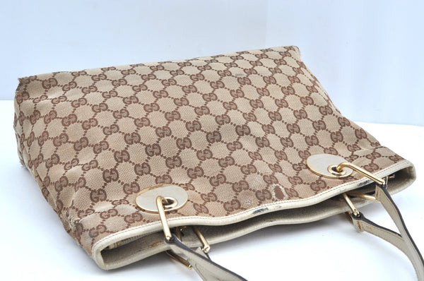 Authentic GUCCI Eclipse Shoulder Hand Bag GG Canvas Leather 120837 Brown K5340