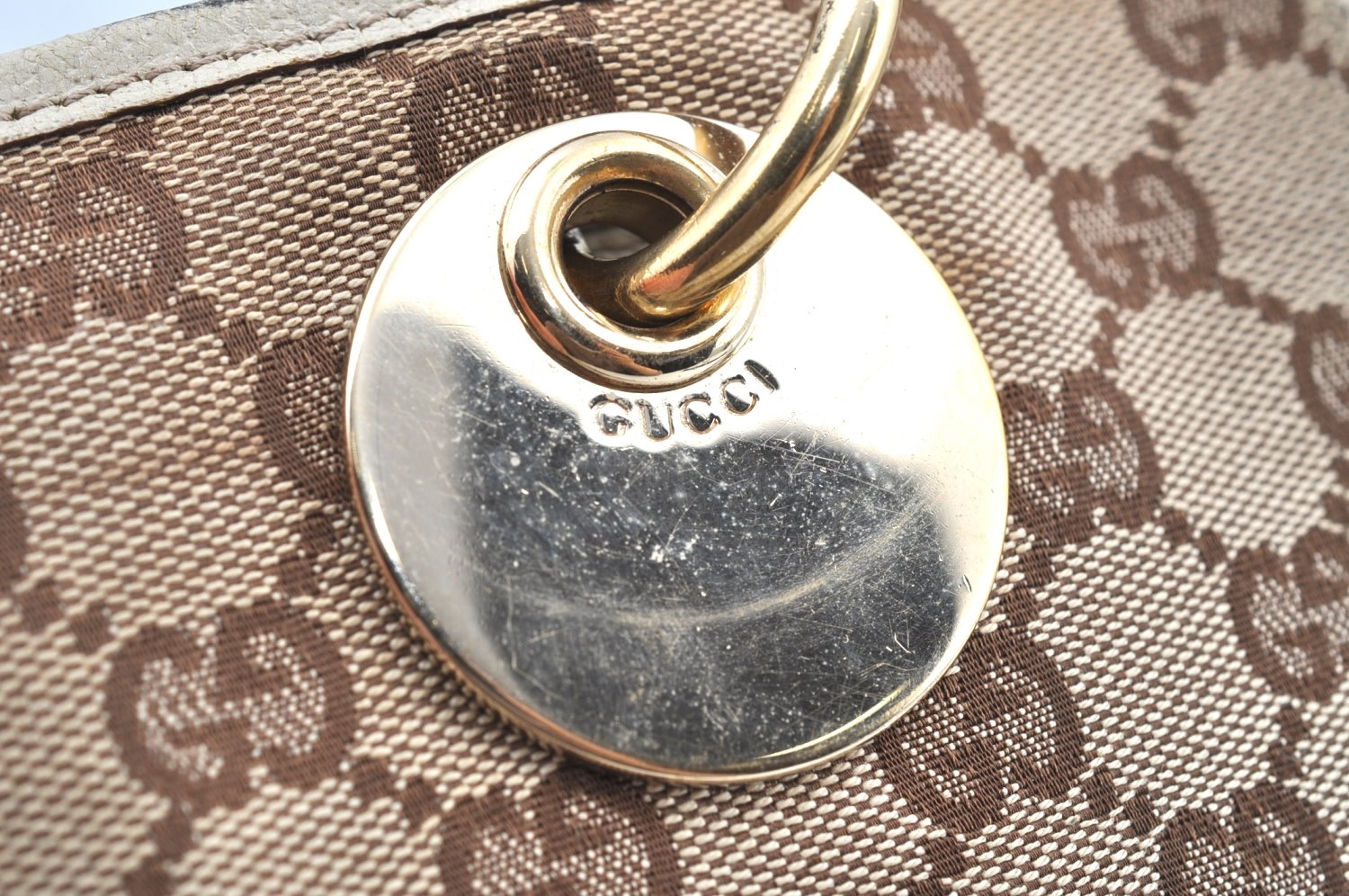 Authentic GUCCI Eclipse Shoulder Hand Bag GG Canvas Leather 120837 Brown K5340