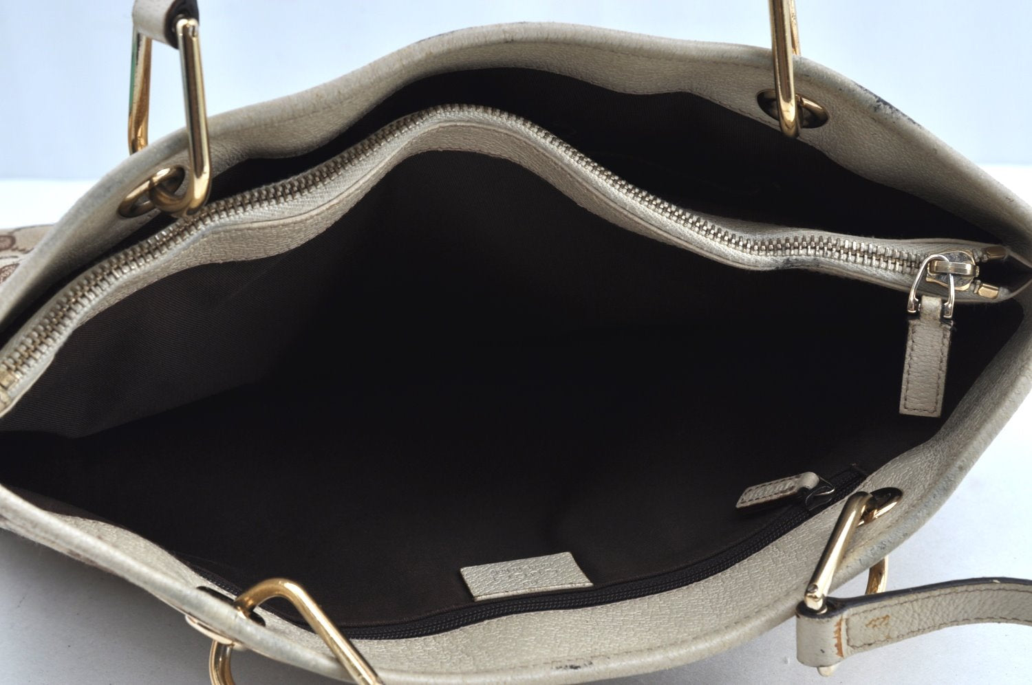 Authentic GUCCI Eclipse Shoulder Hand Bag GG Canvas Leather 120837 Brown K5340