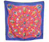 Authentic HERMES Carre 90 Scarf "Pourvu qu'on ait l'ivresse" Silk Blue K5351