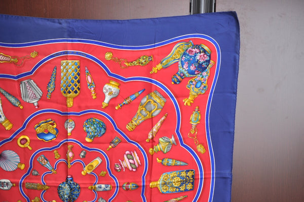 Authentic HERMES Carre 90 Scarf "Pourvu qu'on ait l'ivresse" Silk Blue K5351