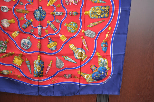 Authentic HERMES Carre 90 Scarf "Pourvu qu'on ait l'ivresse" Silk Blue K5351