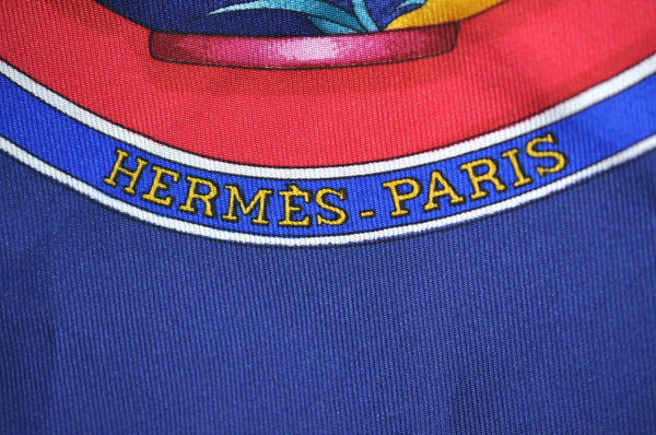 Authentic HERMES Carre 90 Scarf "Pourvu qu'on ait l'ivresse" Silk Blue K5351