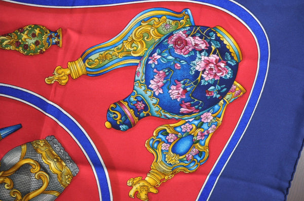 Authentic HERMES Carre 90 Scarf "Pourvu qu'on ait l'ivresse" Silk Blue K5351