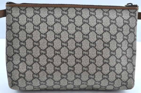 Authentic GUCCI GG Plus Clutch Hand Bag Purse GG PVC Leather Brown K5371