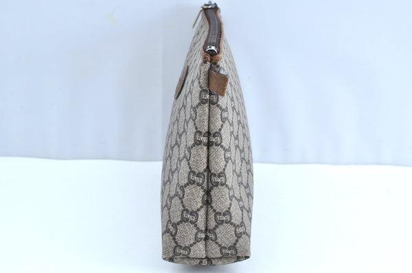 Authentic GUCCI GG Plus Clutch Hand Bag Purse GG PVC Leather Brown K5371