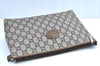 Authentic GUCCI GG Plus Clutch Hand Bag Purse GG PVC Leather Brown K5371
