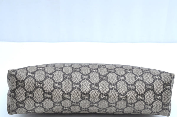 Authentic GUCCI GG Plus Clutch Hand Bag Purse GG PVC Leather Brown K5371