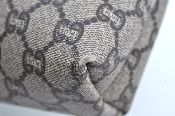 Authentic GUCCI GG Plus Clutch Hand Bag Purse GG PVC Leather Brown K5371