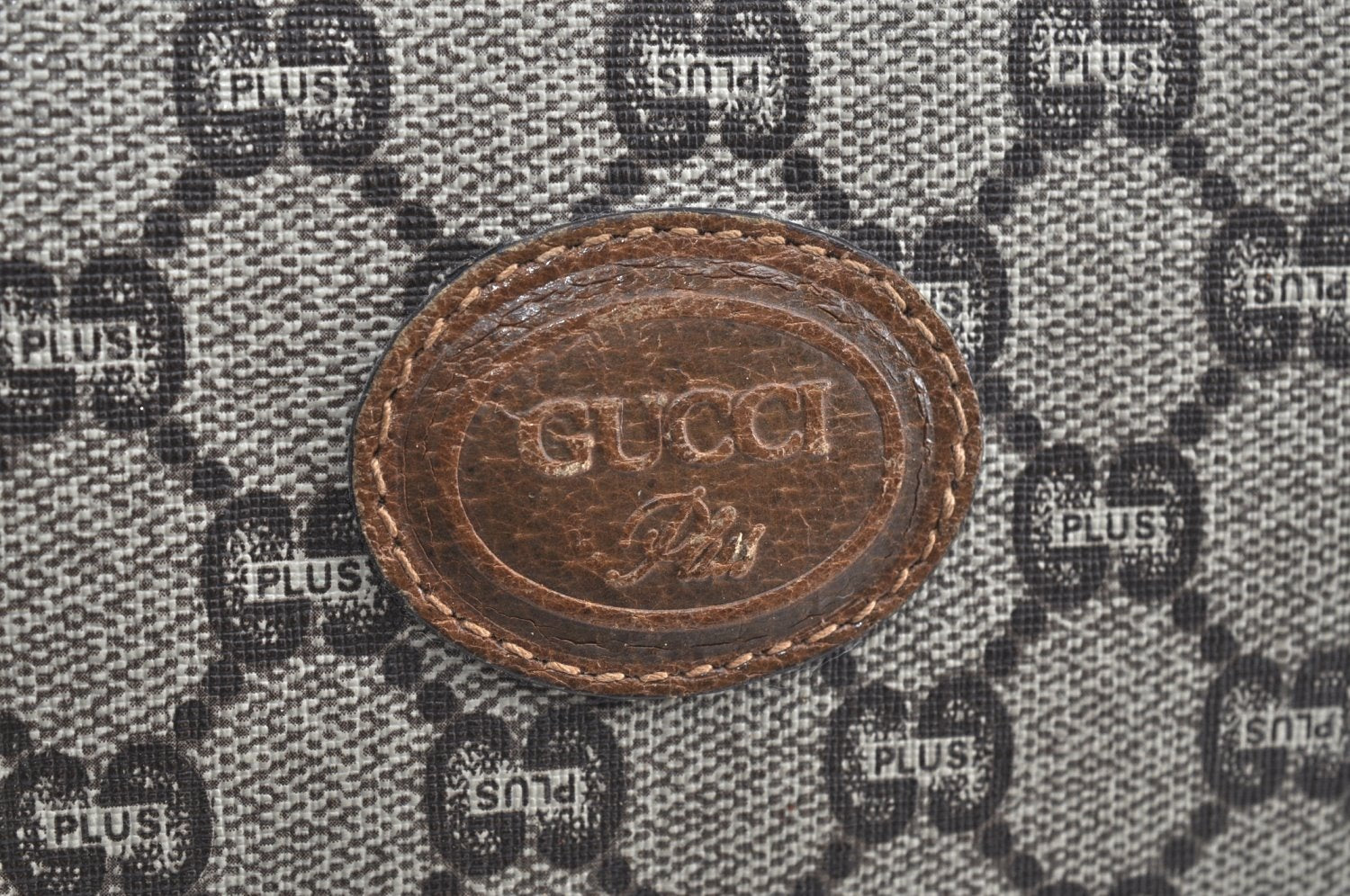 Authentic GUCCI GG Plus Clutch Hand Bag Purse GG PVC Leather Brown K5371