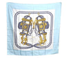 Authentic HERMES Carre 90 Scarf "BRIDES de GALA par" Silk Light Blue K5376