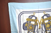 Authentic HERMES Carre 90 Scarf "BRIDES de GALA par" Silk Light Blue K5376