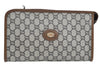 Authentic GUCCI GG Plus Clutch Hand Bag Purse GG PVC Leather Brown K5382