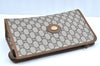 Authentic GUCCI GG Plus Clutch Hand Bag Purse GG PVC Leather Brown K5382